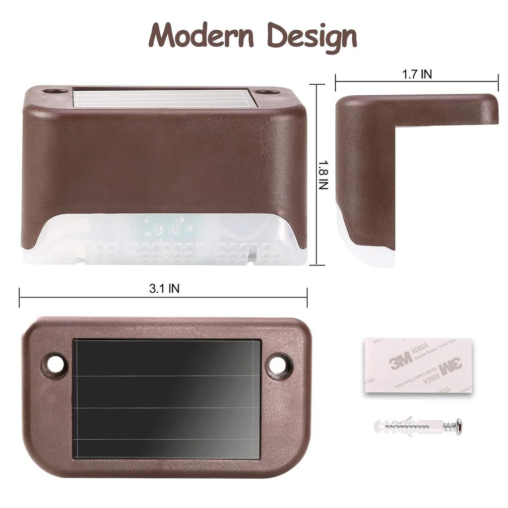 Solar Deck Lights Outdoor, 4 Pack Led Solar Step Light Waterproof for Outdoor Deck, Stairs, Fence, Yard, Patio, Path and Driveway (Warm White)