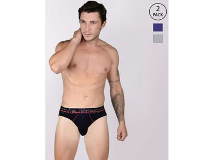 FRENCHIE Casuals 4002 Men Solid Cotton Briefs in Assorted Colours Pack of 2 - L