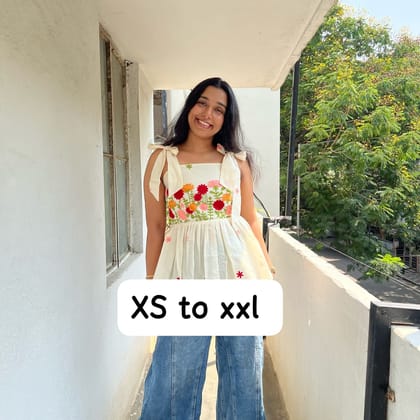 Embroidery Work on Khadi Cotton Fabric Only Top For Women-Floral / XS-34