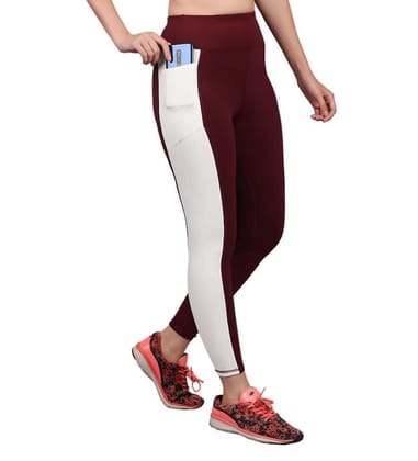 Women's Polyester Solid Ankle Length High Waisted Tights (Maroon, M)-PID61844 Women's Polyester Solid Ankle Length High Waisted Tights (Maroon, M)-PID61844