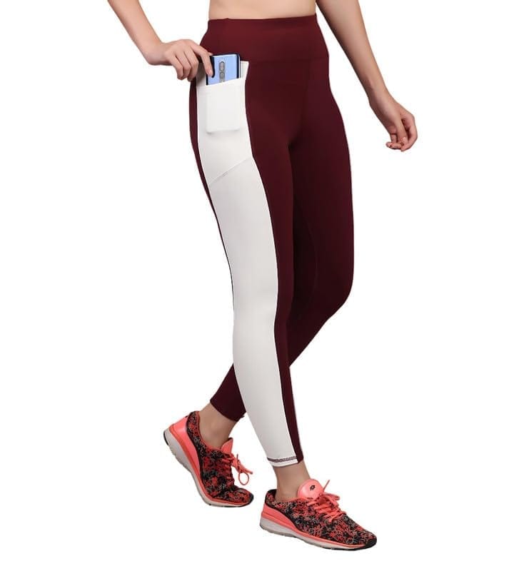 Women's Polyester Solid Ankle Length High Waisted Tights (Maroon, M)-PID61844