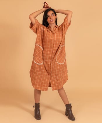 Brown handwoven cotton dress
