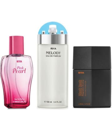 Riya Pink Pearl & Melody Sea Green & Black Rock Eau De Parfum (EDP) For Unisex 300 ( Pack of 3 )