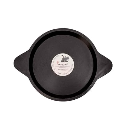 Aarogyam Cast Iron Shallow Fry Pan (Smooth) , Pre-Seasoned 8 inch Diameter (20cm), Naturally Non-stick, Toxin-Free, Gas & Induction Compatible, Weight- 1.3 kg (Colour - Black) by Aarogyam - The Cast Iron Shop
