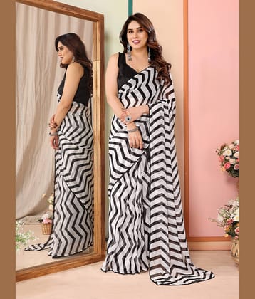 BLEESBURY Georgette Printed Saree With Unstitched Blouse Piece ( Black )