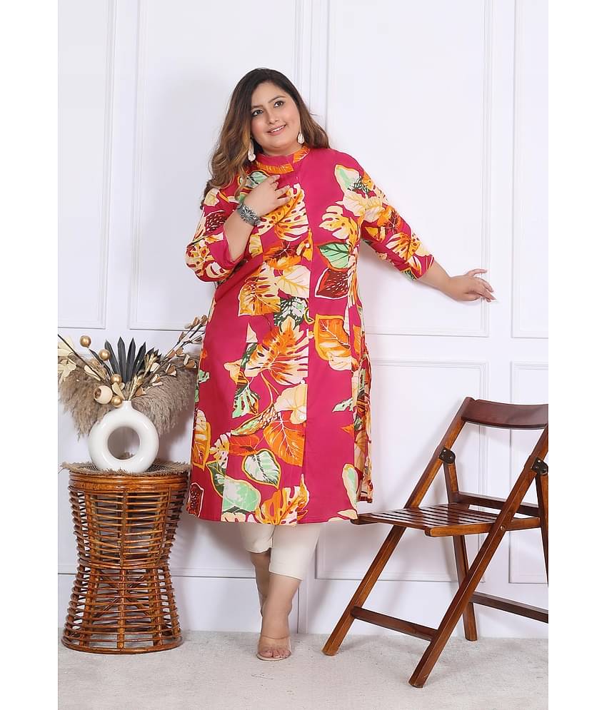 Label Flavia Women Cotton Printed Straight Kurti ( Multicolor )