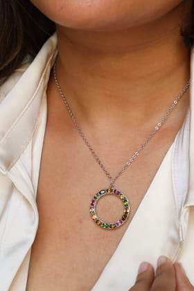 Meredith Circle Necklace-Tourmaline
