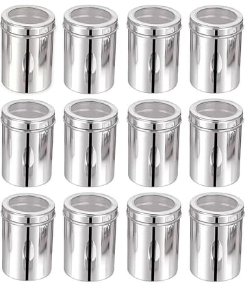 STEEPLE Steel Silver Multi-Purpose Container ( Set of 12 )