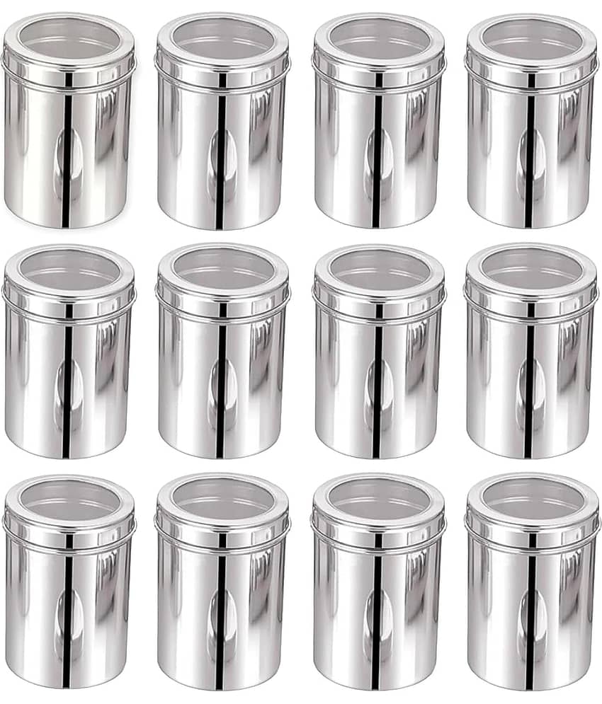 STEEPLE Steel Silver Multi-Purpose Container ( Set of 12 )