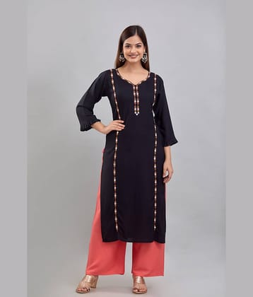 Kapadia - Black Rayon Women's Straight Kurti ( Pack of 1 )