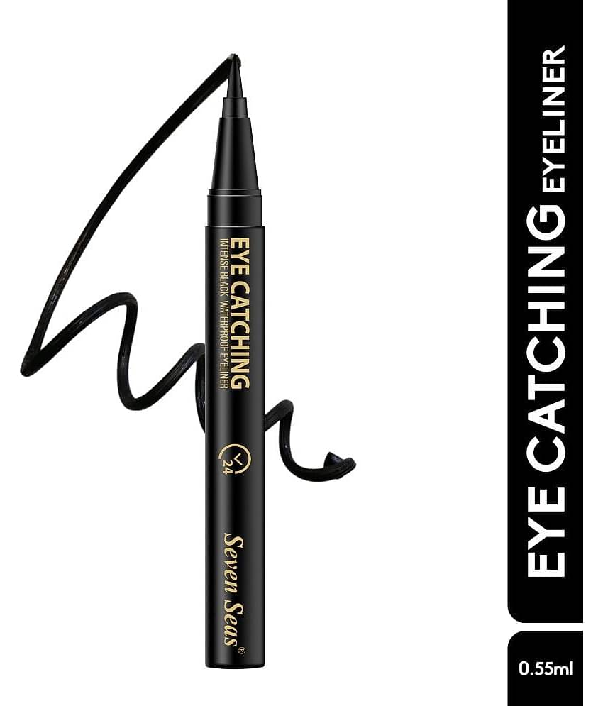 Seven Seas Intense Black Waterproof | Anti-Smudge | Jet Black | Eye Catching Sketch Eyeliner (BLACK)