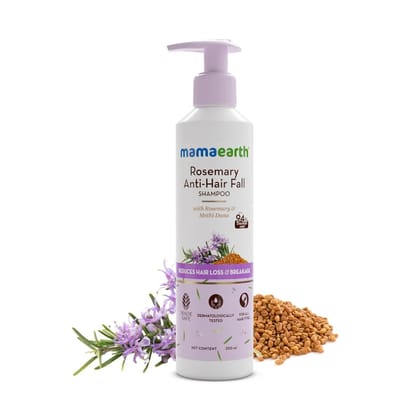 Mamaearth Rosemary Anti Hair Fall Shampoo with Rosemary & Methi Dana for Reducing Hair Loss & Breakage- 250 ml | Up to 94% Stronger Hair* | Up to 93% Less Hair Fall | For Men and Women Mamaearth Rosemary Anti Hair Fall Shampoo with Rosemary & Methi Dana 