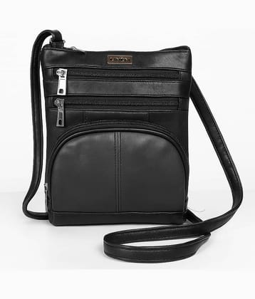 CIMONI Sling Bag Pure Leather Set of 1 ( Black )