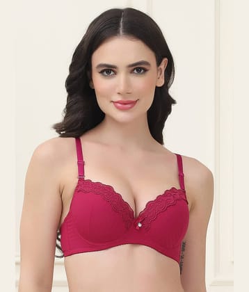 PrettyCat Pack of 1 Polyester Lightly Padded Women's T-Shirt Bra ( Maroon ) PC-BR-7051-MAH