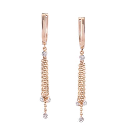 Senco Gold Pink Falls Diamond Hoop Earrings (2.2 gram / 0.07 Ct / HI-SI / 18K Rose Gold)
