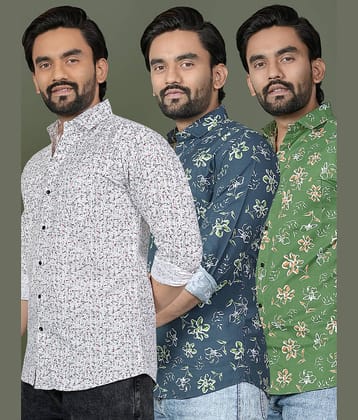 ADWYN PETER 100% Cotton Regular Fit Printed Full Sleeves Men's Casual Shirt - Multicolor 11 ( Pack of 3 )