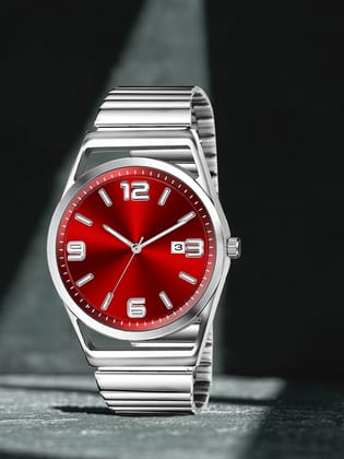 Red Dial Date Function Analog Watch for Men LR156