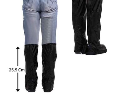 Mototrance Premium Knee Height Shoe Rain Covers Shoe Raincoat-Black