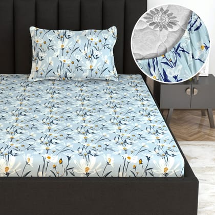 Water Orchid Deep Pocket Single Bed Elastic Fitted Bedsheet-Single / Water Orchid / FL-2015-FSB
