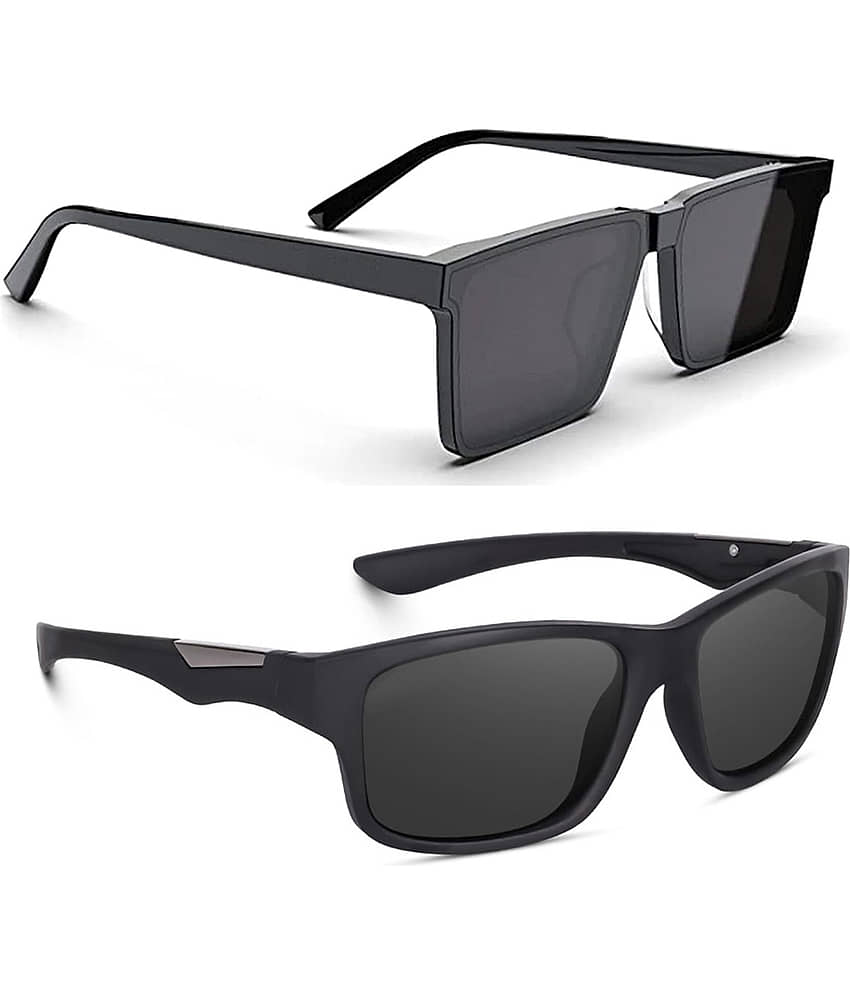 Elligator Multicolor Rectangular Sunglasses ( Pack of 2 )