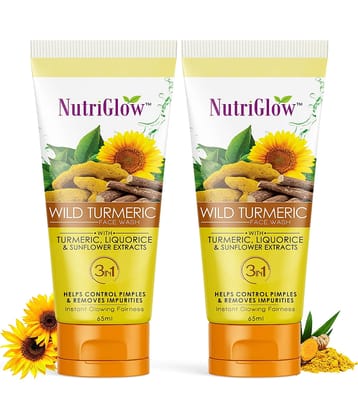 Nutriglow Wild Turmeric Face Wash Turmeric With Liquorice & Sunflower Extracts For Glowing Skin, Improve Skin Texture, 65mL (Pack of 2)