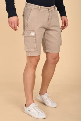 Tiptur - Cotton Cargo Shorts - Beige-S-30 / BEIGE