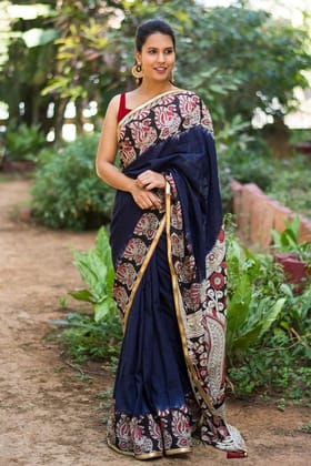 Wonderful Blue Color Linen Digital Printed Sari 1042