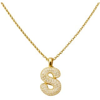 KIMTI Letter Initial Pendant Necklace (Diamond S Letter Pendant Necklace)