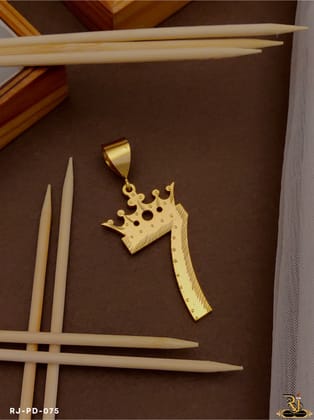 Number 7 with King Crown Pendant PD-075-1.5 inch