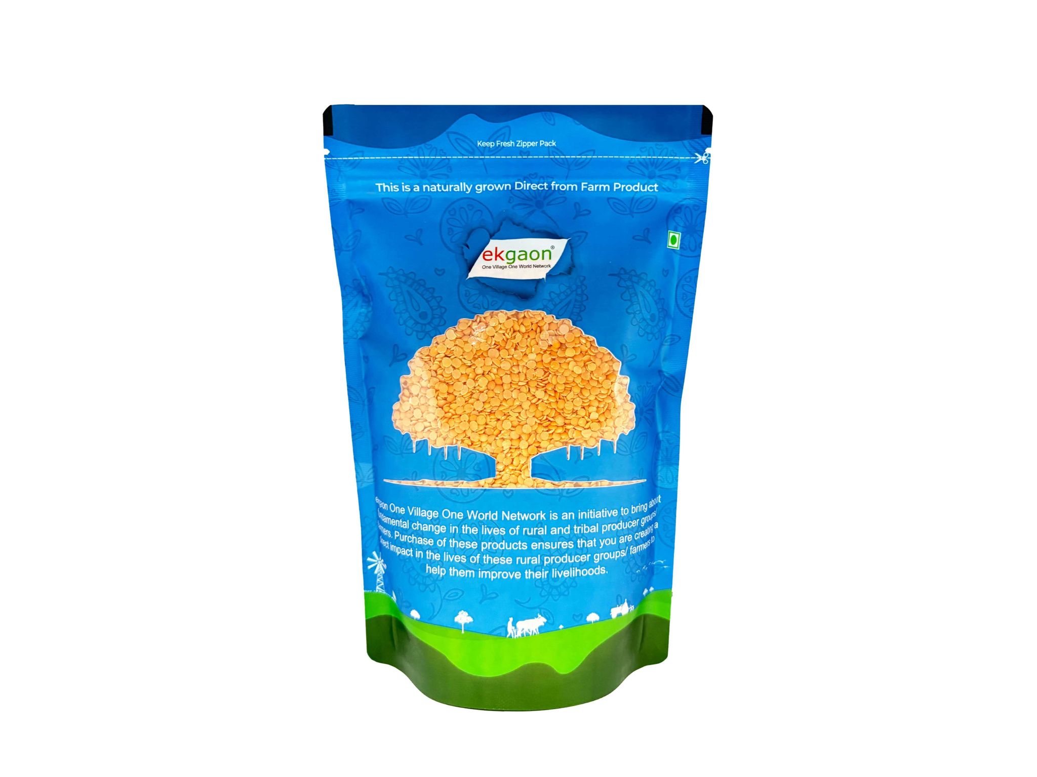 Ekgaon Unpolished Desi Masoor Dal - Dhuli (Washed & Split Red Gram) (1Kg)