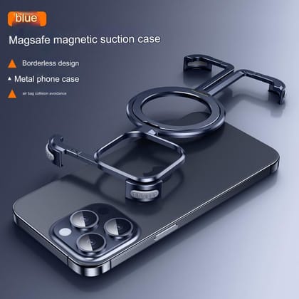 iPhone Series Magsafe Wireless Charging Ring Holder Frameless Case-iPhone 15 Pro / Blue