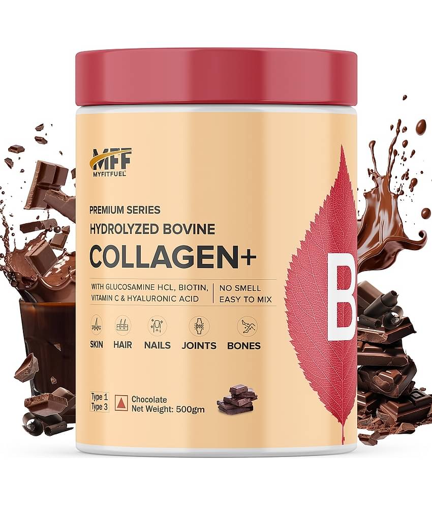 MyFitFuel Hydrolyzed Bovine Collagen with Hyaluronic Acid, Biotin, Zinc & Vitamin C. 500g, Chocolate
