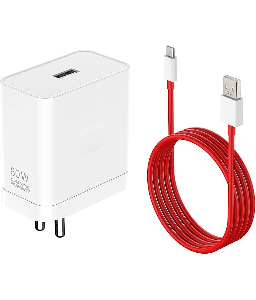 80W 6A SUPERVOOC Charger Warp/Dash/Supervooc Adapter with Type-C Cable Compatible for Oneplus 13/13R/12/12R/11/11R/10/10 Pro/9/9 Pro/ 9R/ 8/ 8T/7/Nord/CE 3 & Other Devices