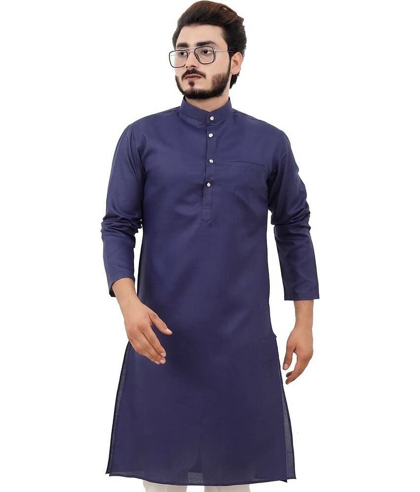 YAGNIK FASHION Blue Cotton Men's Regular Kurta ( Pack of 1 )