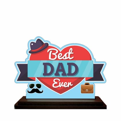 THE MAGICAL GIFTS Best Dad Ever MDF Table Plaque Gift for Father ? Decorative Cutout with Heart & Icons ? Ideal for Father?s Day, Birthday, or Appreciation Gift