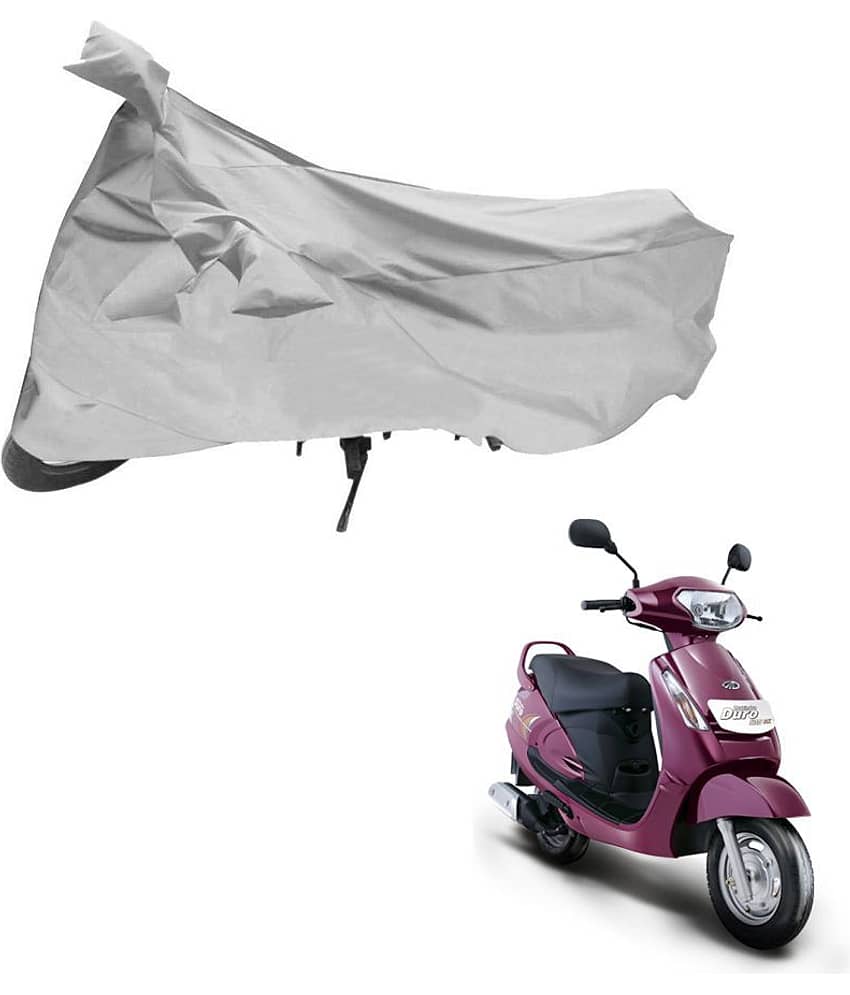 AutoRetail Dust Proof Two Wheeler Polyster Cover for Mahindra Kine (Mirror Pocket, Silver Color)