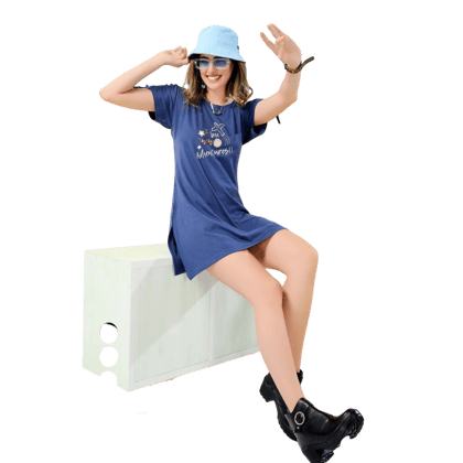 Fabimi Women's Long Top with Side Cut & Sleeve Pattern – Stylish and Comfortable Fabimi Women's Long Top with Side Cut & Sleeve Pattern – Stylish and Comfortable