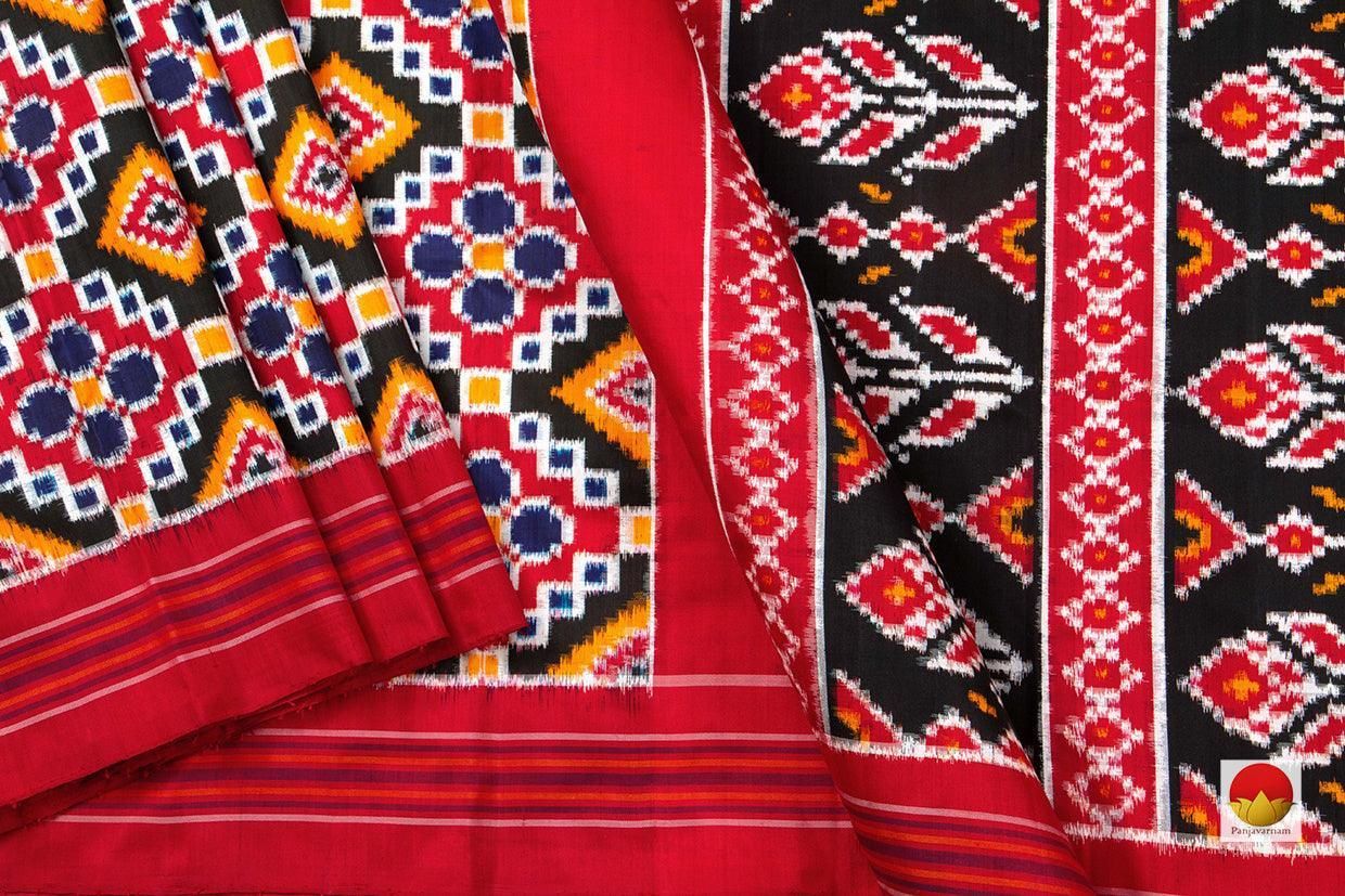 Black And Yellow Pochampally Silk Saree Double Ikkat Handwoven Pure Silk For Festive Wear PIK 296