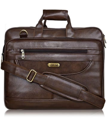 Lorem Brown Faux Leather Office Bag - Brown