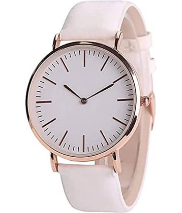 Viser White Leather Analog Womens Watch