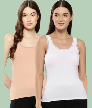 Leading Lady Pack of 2 Camisole/ Tank Top Cotton Blended Camisoles ( Black )