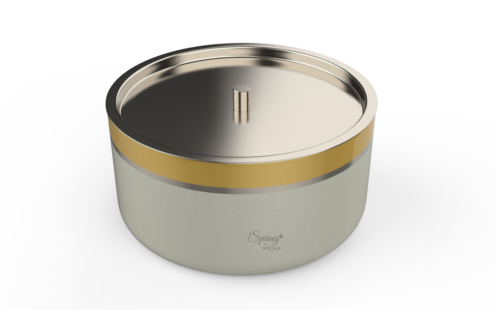 Double Wall Stainless Steel Casserole with Lid | 1200ml Capacity (1700ml Without Lid) | Food-Grade Steel | Multipurpose Serving Bowl | Black & Beige-Beige