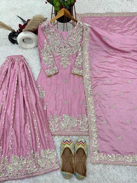 Beautiful Top-Gharara And Dupatta With Heavy Embroidery Sequence Work Beautiful Top-Gharara And Dupatta With Heavy Embroidery Sequence Work