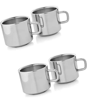 Dynore Steel Double Wall Tea Cup 4 Pcs 120 ml each ml