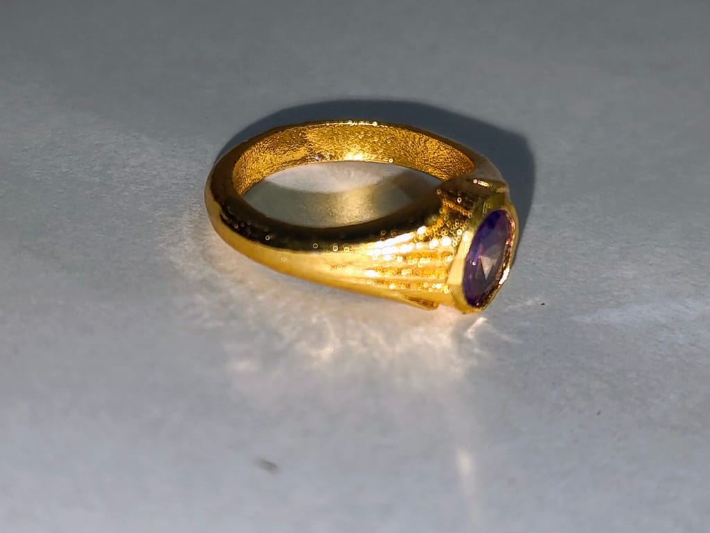 Gold plated Ring with Oval Amethyst Stone
