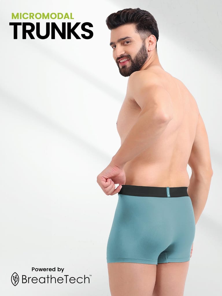 FREECULTR Men's Underwear Anti Bacterial Micromodal Airsoft Trunk - Non Itch No Chaffing Sweat Proof - Pack of 1-Martini Blue