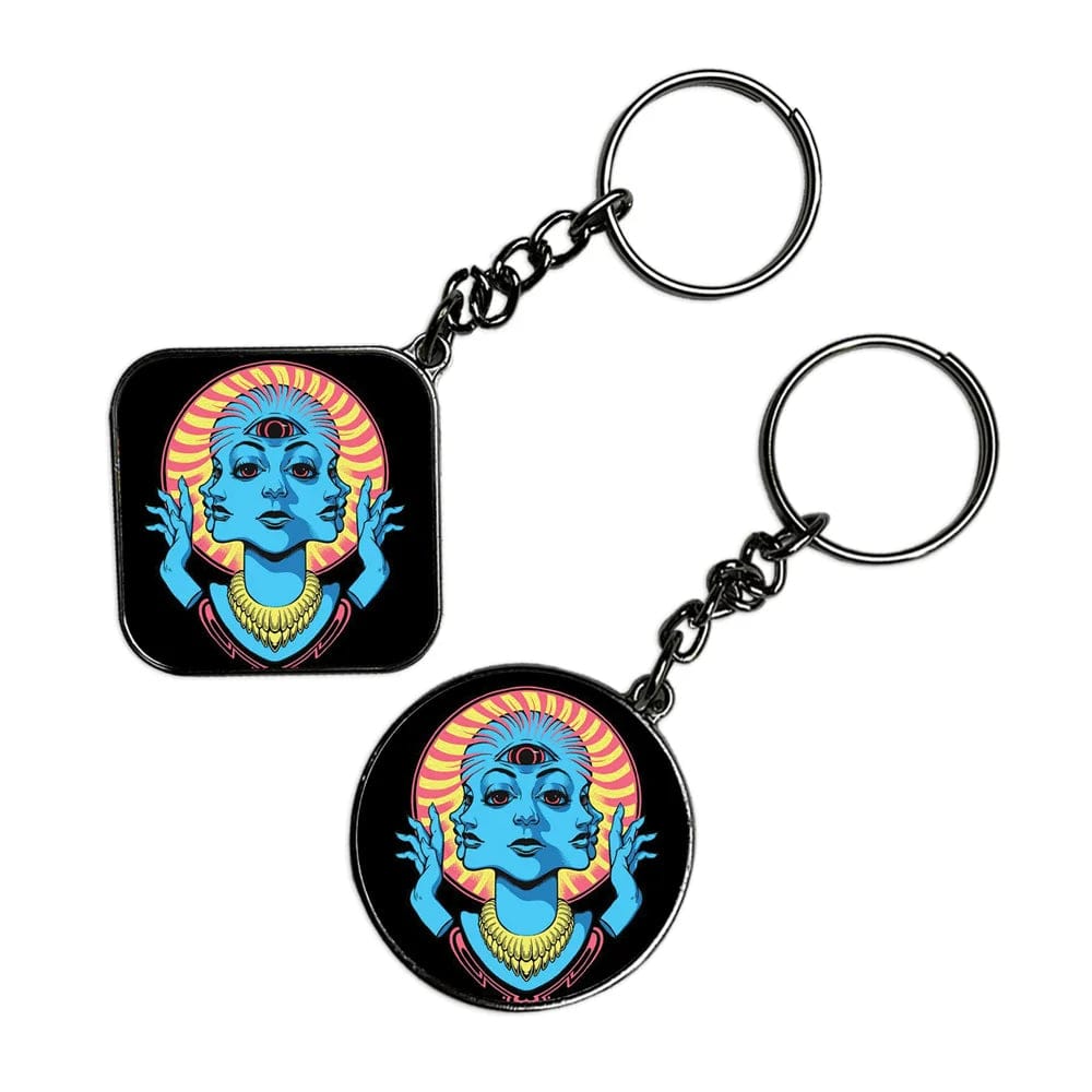 Psychedelic Art - Keychain With Silver Border (Pack Of 2)