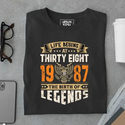 Life Begins at 38, The Birth of Legends Premium Unisex Birthday T-shirt-Black / S