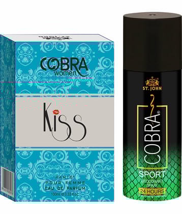 ST.JOHN Cobra Sport 150ml & Cobra Kiss 100ml Deodorant Spray & Perfume for Men (250ml) Pack of 2