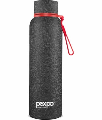 Pexpo 700ml 24 Hrs Hot and Cold Flask, Bravo Vacuum insulated Bottle (Pack of 1, Black Crocodile)